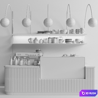 Design project of a modern coffee shop with a refrigerator with sweets. coffee point 3D Model Corona