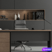 Boss Desk Set - Office Furniture 354 3D Model Vray, Corona