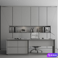 Boss Desk Set - Office Furniture 354 3D Model Vray, Corona