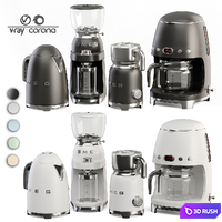 Smeg Coffee Set 3D Model Vray, Corona