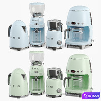Smeg Coffee Set 3D Model Vray, Corona