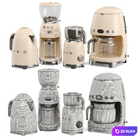 Smeg Coffee Set 3D Model Vray, Corona