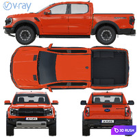 Ford Ranger Raptor 2023 3D Model Vray