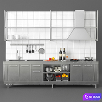 Restaurants Kitchen 2 3D Model Vray, Corona
