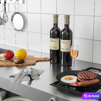 Restaurants Kitchen 2 3D Model Vray, Corona
