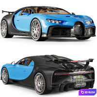 Bugatti Chiron + interior 3D Model Vray, Corona