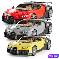 Bugatti Chiron + interior 3D Model Vray, Corona
