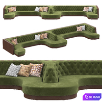 Spa lobby banquette 3D Model Vray, Corona