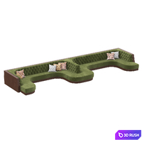 Spa lobby banquette 3D Model Vray, Corona