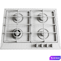 Gas plate for Kitchen 3D Model Vray, Corona