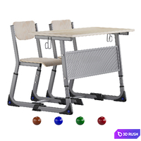 2-seater school desk + 2 chairs 3D Model Corona