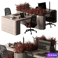 Employee Set - Office Furniture 864 3D Model Vray, Corona