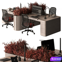Employee Set - Office Furniture 864 3D Model Vray, Corona