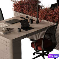 Employee Set - Office Furniture 864 3D Model Vray, Corona