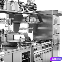 A set of equipment for cafes and restaurants. 3D Model Vray, Corona
