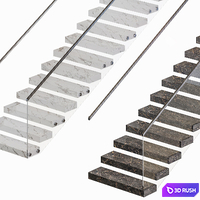 Staircase Set 3 3D Model Vray, Corona