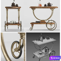 Serving table with castors Capanni 3D Model Corona