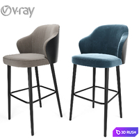 Minotti Leslie Steel Bar Stool 3D Model Vray