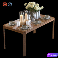 Dining table with filling and bouquet 3D Model Vray