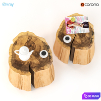Two tables of stumps 3D Model Vray, Corona