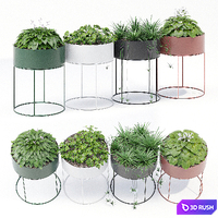 Plant box round 3D Model Vray, Corona