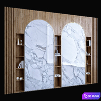 Wood &amp; Marble Shelf 1 3D Model Vray