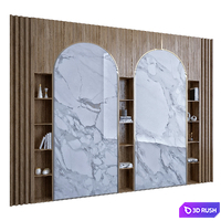 Wood &amp; Marble Shelf 1 3D Model Vray