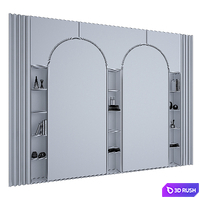 Wood &amp; Marble Shelf 1 3D Model Vray