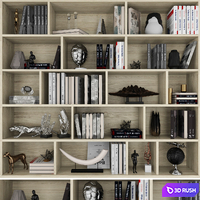 Shelf with books and decor 11 3D Model Vray