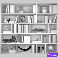 Shelf with books and decor 11 3D Model Vray
