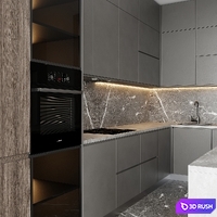 Kitchen set 4 3D Model Corona