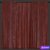 Blue curtains with tulle. 3D Model Vray, Corona