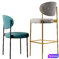 Verpan SERIES 430 chair &amp; barstool 2-in-1 3D Model Corona