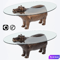 Hippo Table 01 3D Model Vray, Corona