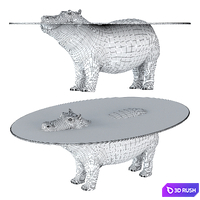 Hippo Table 01 3D Model Vray, Corona