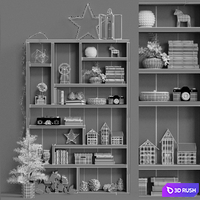 Contemporary shelving 2 3D Model Vray, Corona