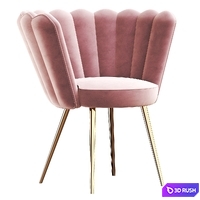 Vivian Velvet Cocktail Chair Rose 3D Model Vray