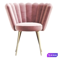 Vivian Velvet Cocktail Chair Rose 3D Model Vray