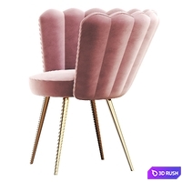Vivian Velvet Cocktail Chair Rose 3D Model Vray