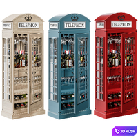 Telephone Box Drinks Cabinet 3D Model Vray, Corona