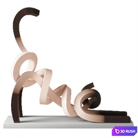 Statue Stretching Siamese Cat 3D Model Corona