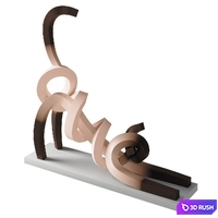 Statue Stretching Siamese Cat 3D Model Corona