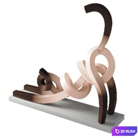 Statue Stretching Siamese Cat 3D Model Corona