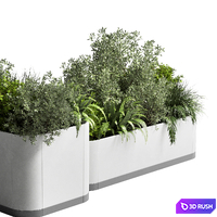 Stand plant box - collection Indoor plant 212 concrete vase pot fern grass 3D Model Vray, Corona