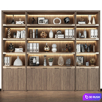 Modern luxury wooden bookshelf GHS-2364 3D Model Vray