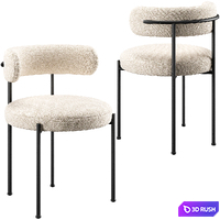 CB2 Inesse Boucle Ivory Dining Chair 3D Model Corona