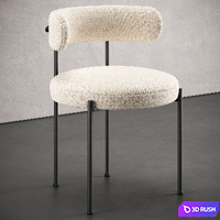CB2 Inesse Boucle Ivory Dining Chair 3D Model Corona