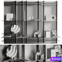 Metallic shelf with wave decor 011 3D Model Corona