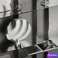 Metallic shelf with wave decor 011 3D Model Corona