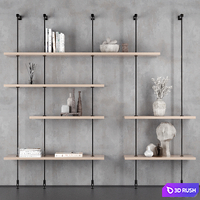 Rack - Shelf 02 - Minimal Shelves With Decorative Objects 3D Model Vray, Corona
